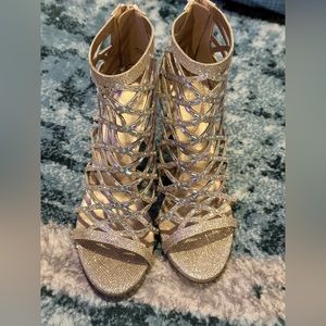 Women's Rhinestone Ankle Strap Open Toe Stiletto Heel Sandals Dress Pump Shoes